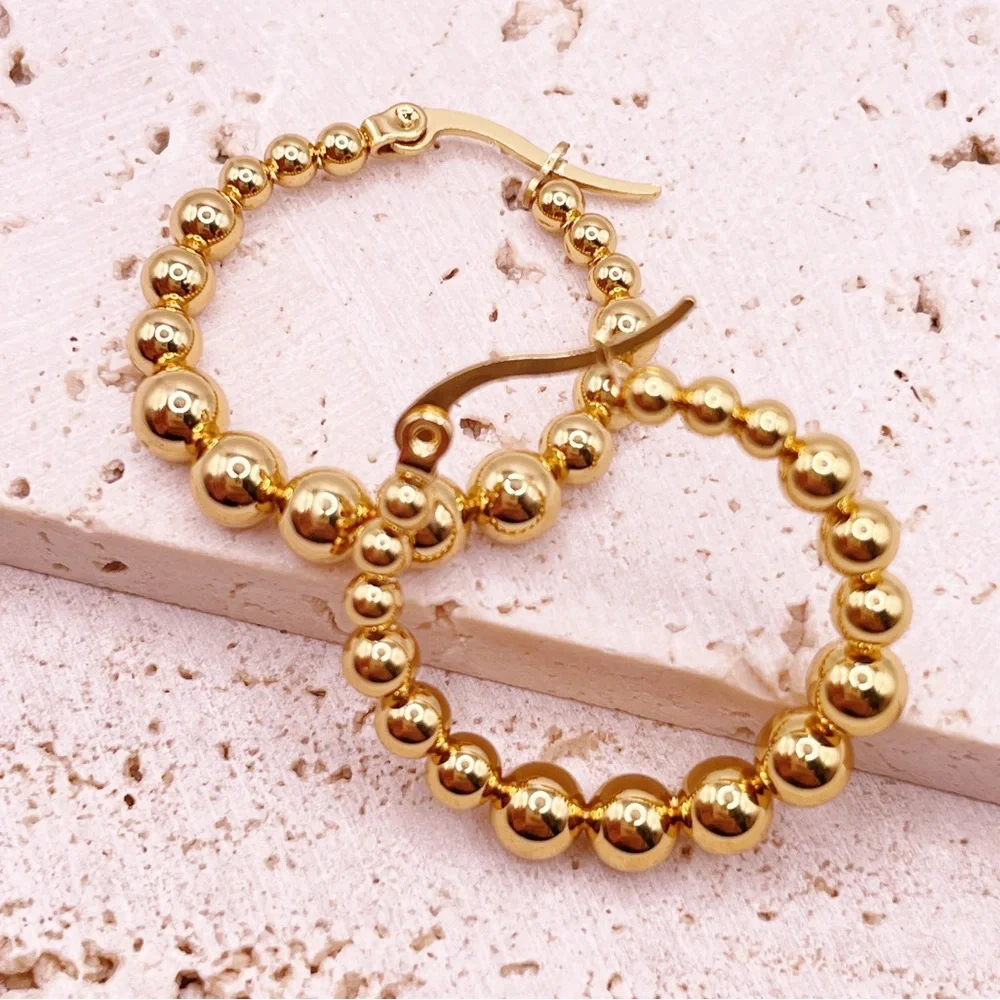 Stainless Steel Gold Hoop Earrings - Picture 3 of 4